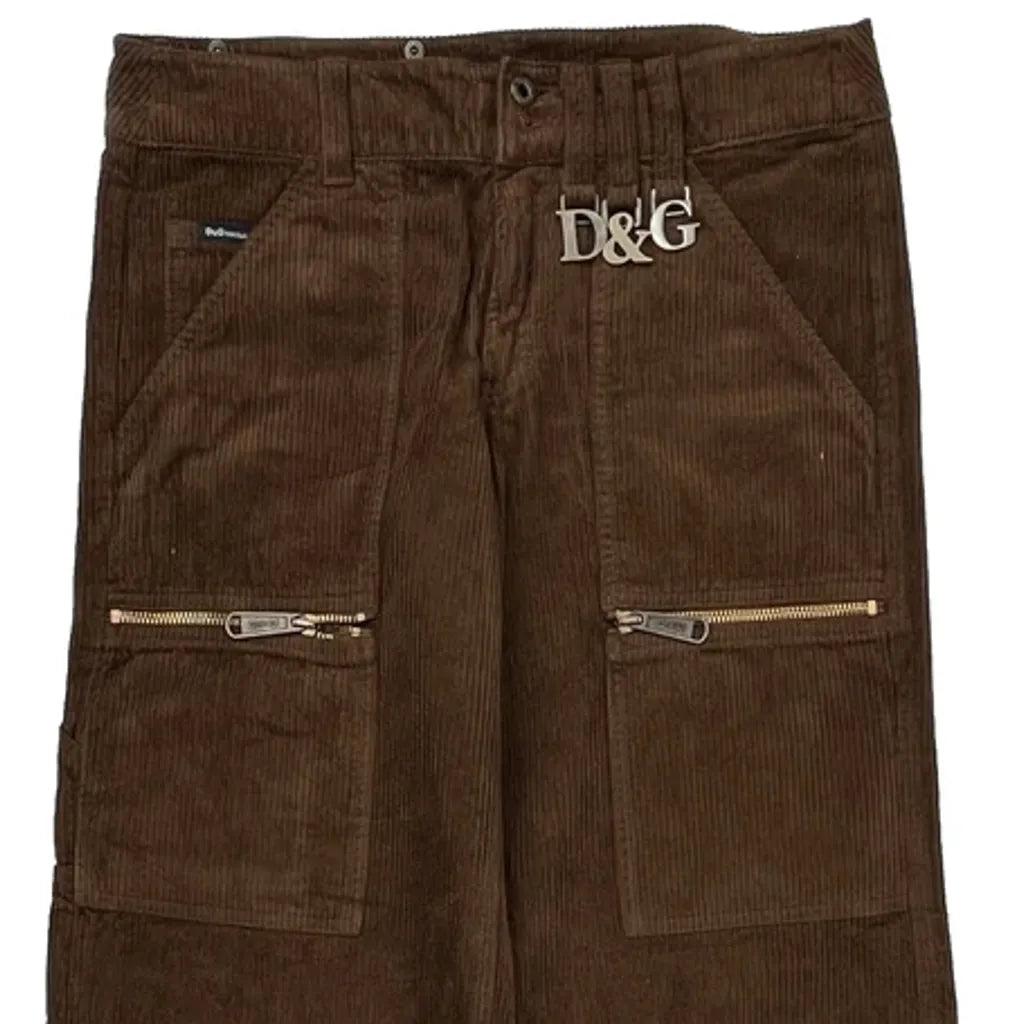 Dolce & Gabbana Cargo Utility Cargo Pants - 30W 34L Brown Corduroy