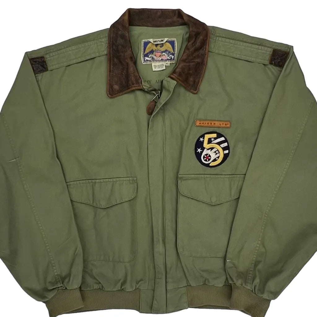 5Th Air Force Patch Avirex A2 Bomber Jacket - XL Green Cotton
