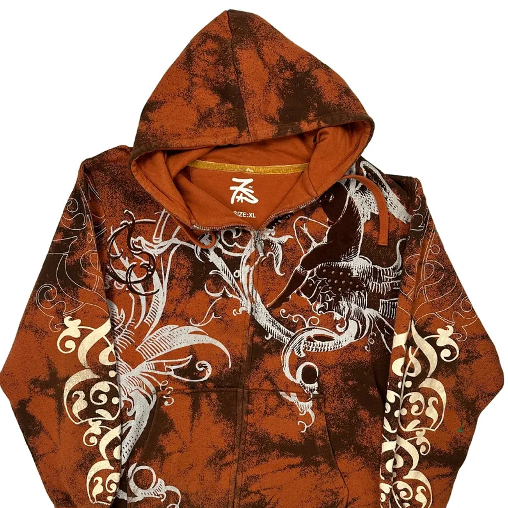 Dragon Unbranded Graphic Hoodie - XL Brown Cotton