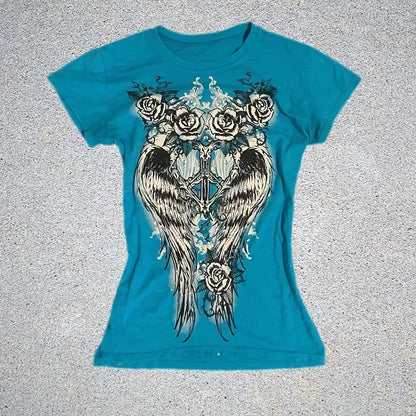 Y2K Gothic Slim Tee Femme Crop Top 90S Vintage Clothes Women Tshirts Punk Sexy Short Sleeve Summer Streetwear Hotgirl T Shirt