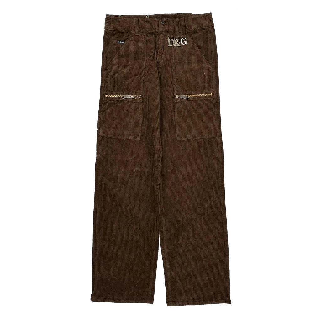 Dolce & Gabbana Cargo Utility Cargo Pants - 30W 34L Brown Corduroy