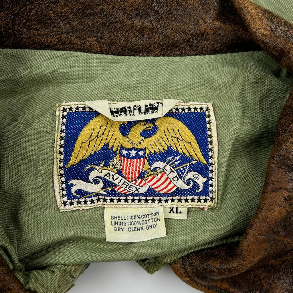 5Th Air Force Patch Avirex A2 Bomber Jacket - XL Green Cotton