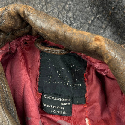 70S Avirex Flight Leather Jacket - Large Brown Leather