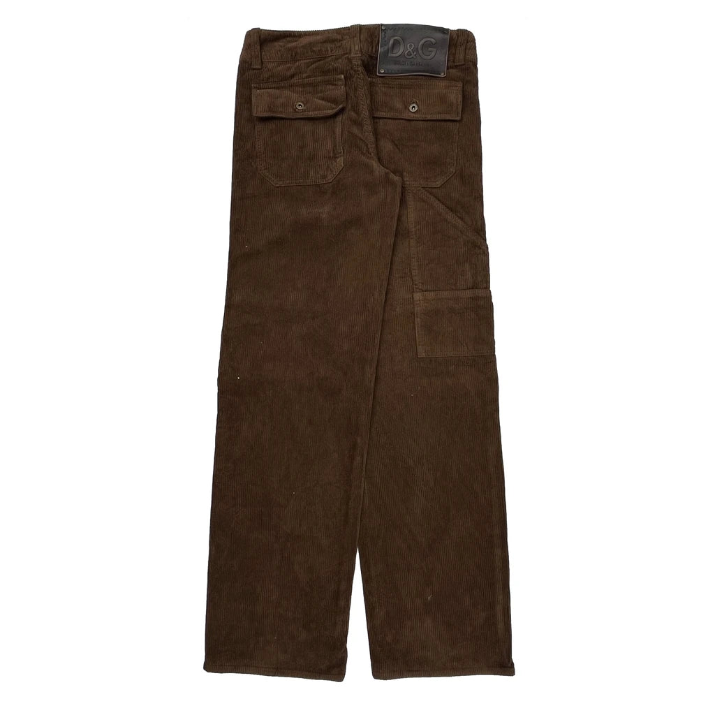 Dolce & Gabbana Cargo Utility Cargo Pants - 30W 34L Brown Corduroy