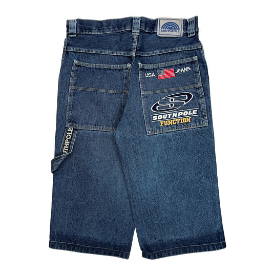 USA Jeans Southpole Graphic Denim Shorts - 31W 15L Blue Denim