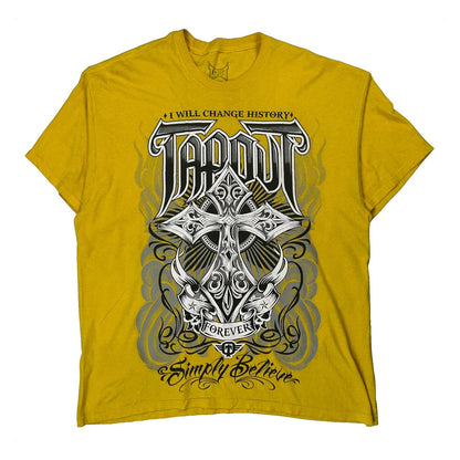 Simply Believe Tap Out Graphic T-Shirt - 2XL Yellow Cotton