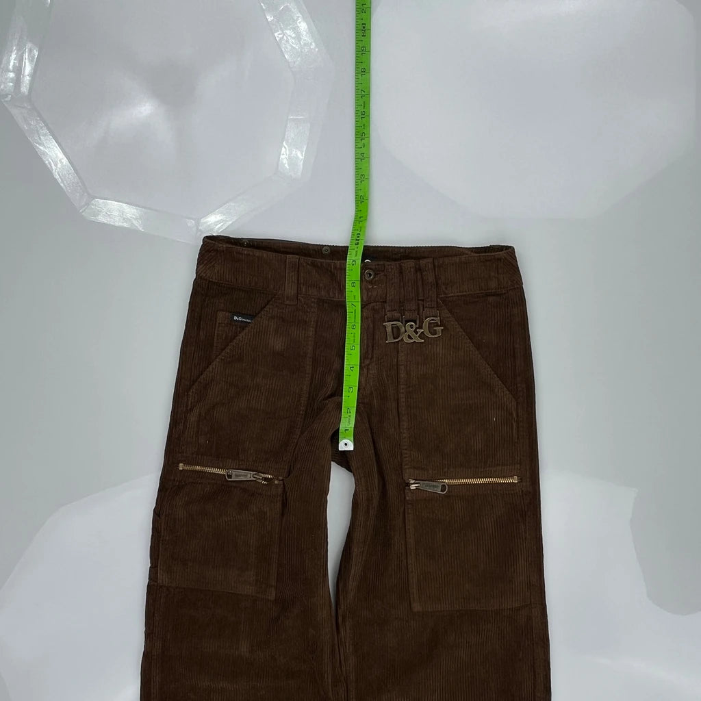 Dolce & Gabbana Cargo Utility Cargo Pants - 30W 34L Brown Corduroy
