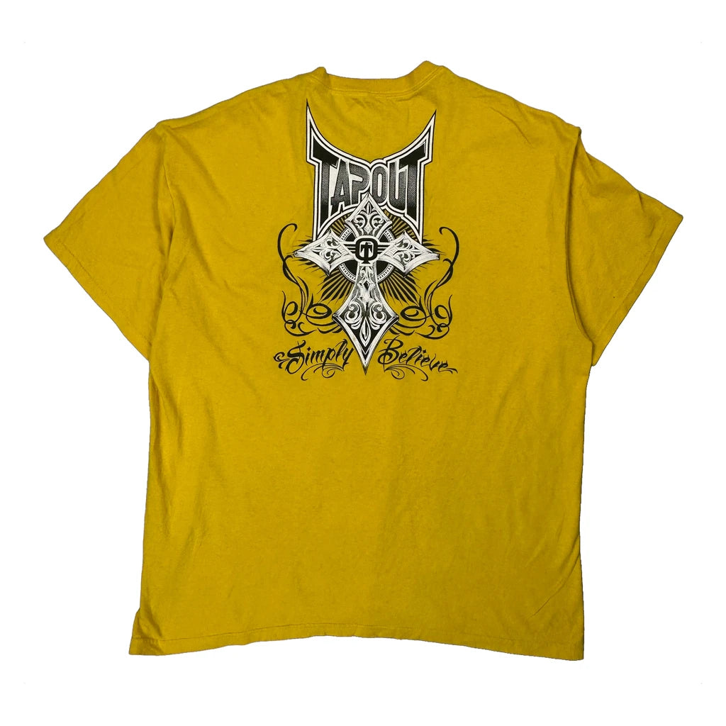 Simply Believe Tap Out Graphic T-Shirt - 2XL Yellow Cotton