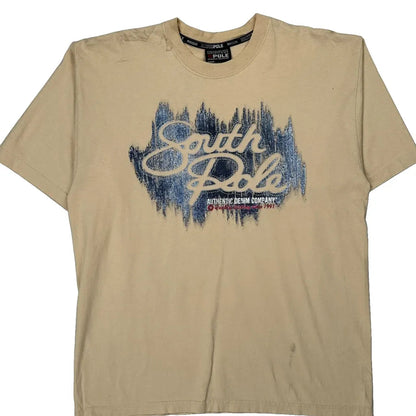 Southpole Graphic T-Shirt - Large Beige Cotton