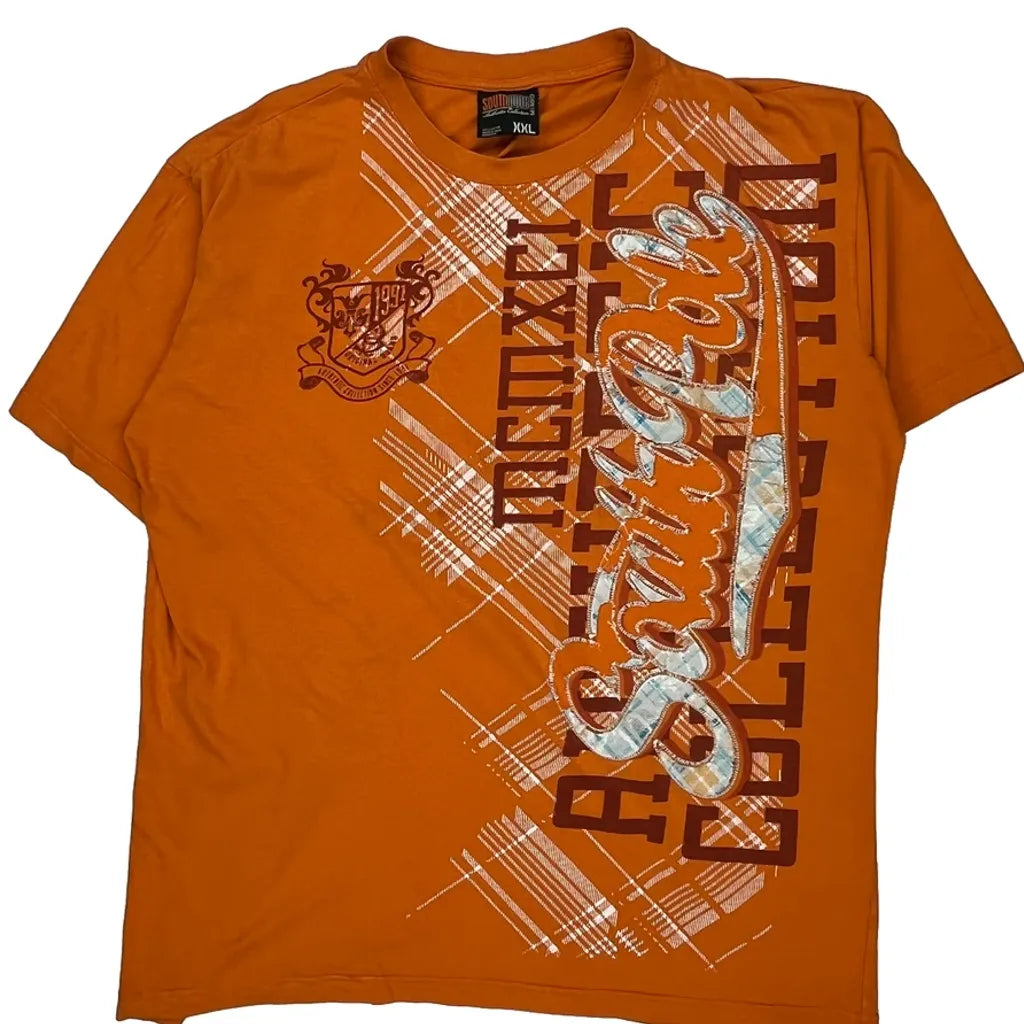 Southpole Graphic T-Shirt - 2XL Orange Cotton