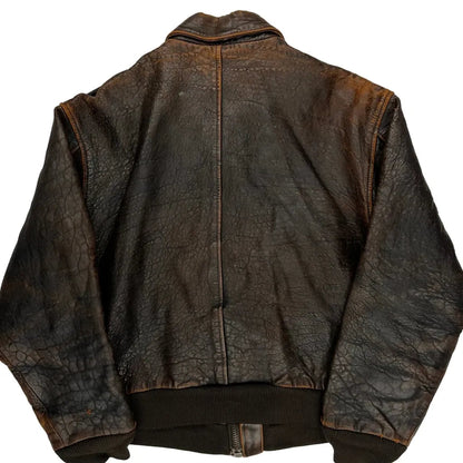 70S Avirex Flight Leather Jacket - Large Brown Leather