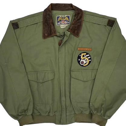 5Th Air Force Patch Avirex A2 Bomber Jacket - XL Green Cotton